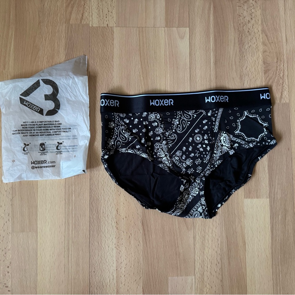 WOXER Classic Black Bandana Modal Brief, New, Size: Medium